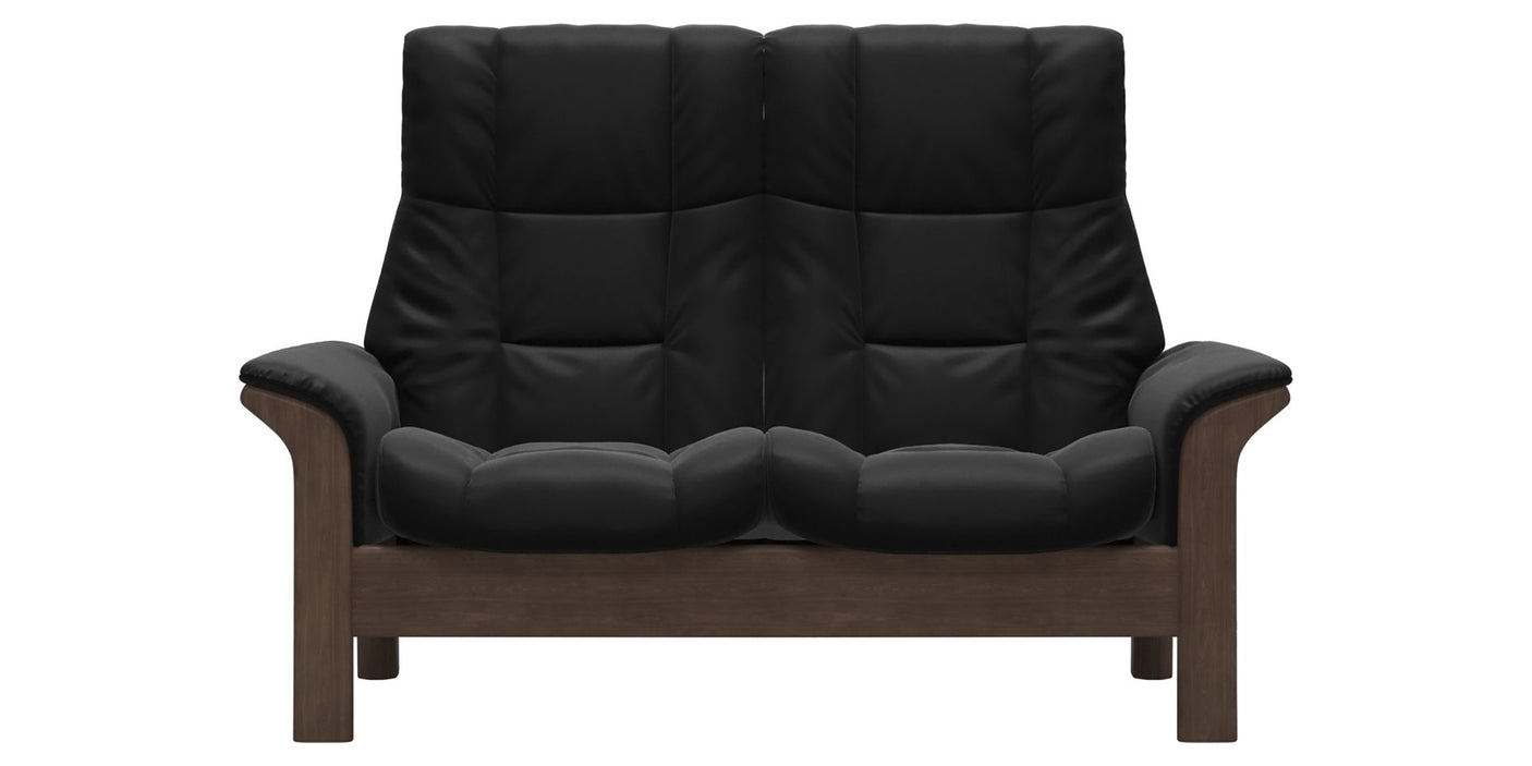 Paloma Leather Black and Walnut Base | Stressless Windsor 2-Seater High Back Sofa | Valley Ridge Furniture