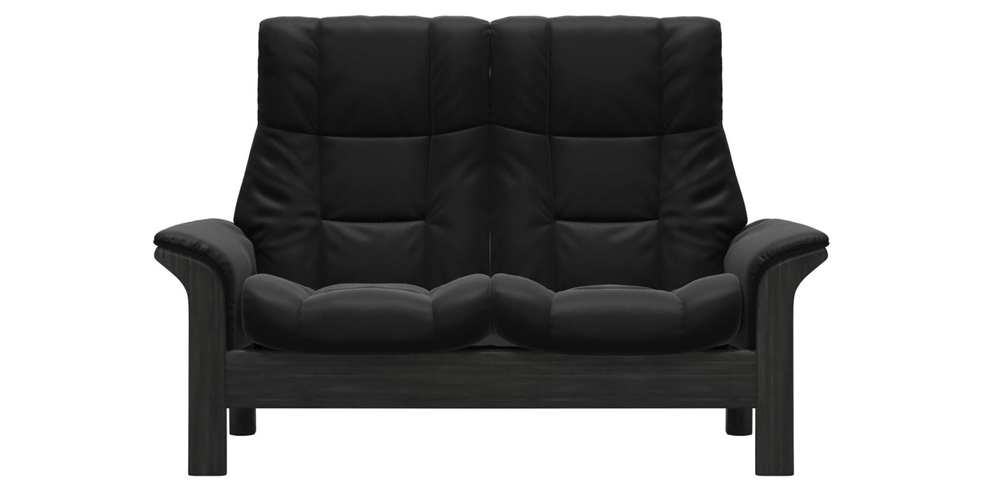 Paloma Leather Black and Grey Base | Stressless Windsor 2-Seater High Back Sofa | Valley Ridge Furniture