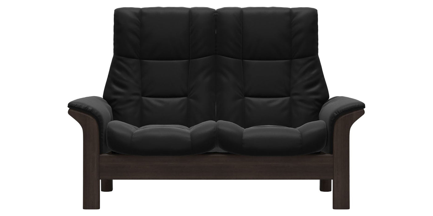 Paloma Leather Black and Wenge Base | Stressless Windsor 2-Seater High Back Sofa | Valley Ridge Furniture