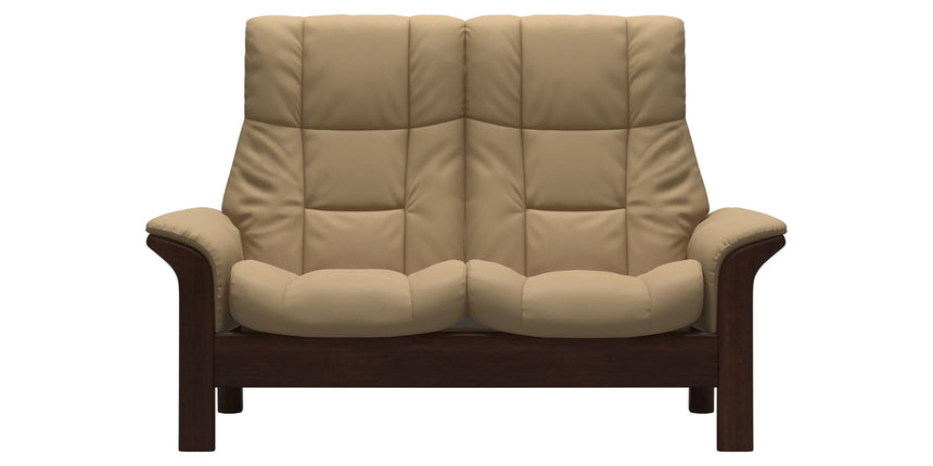 Paloma Leather Sand and Brown Base | Stressless Windsor 2-Seater High Back Sofa | Valley Ridge Furniture