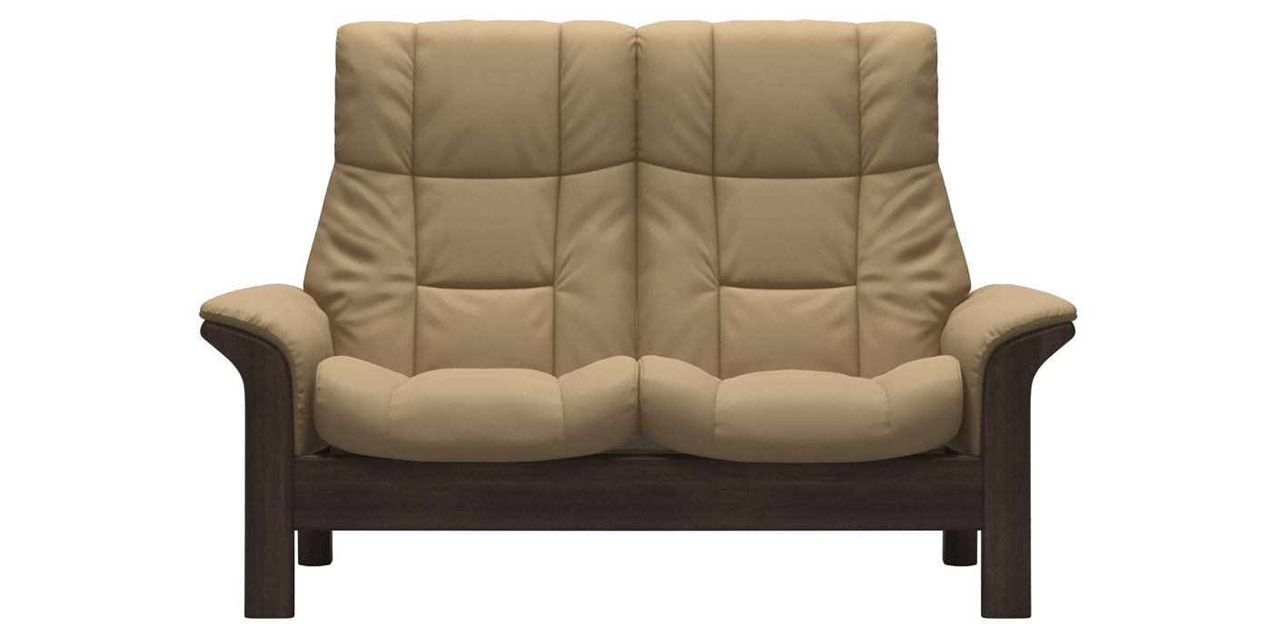 Paloma Leather Sand and Wenge Base | Stressless Windsor 2-Seater High Back Sofa | Valley Ridge Furniture