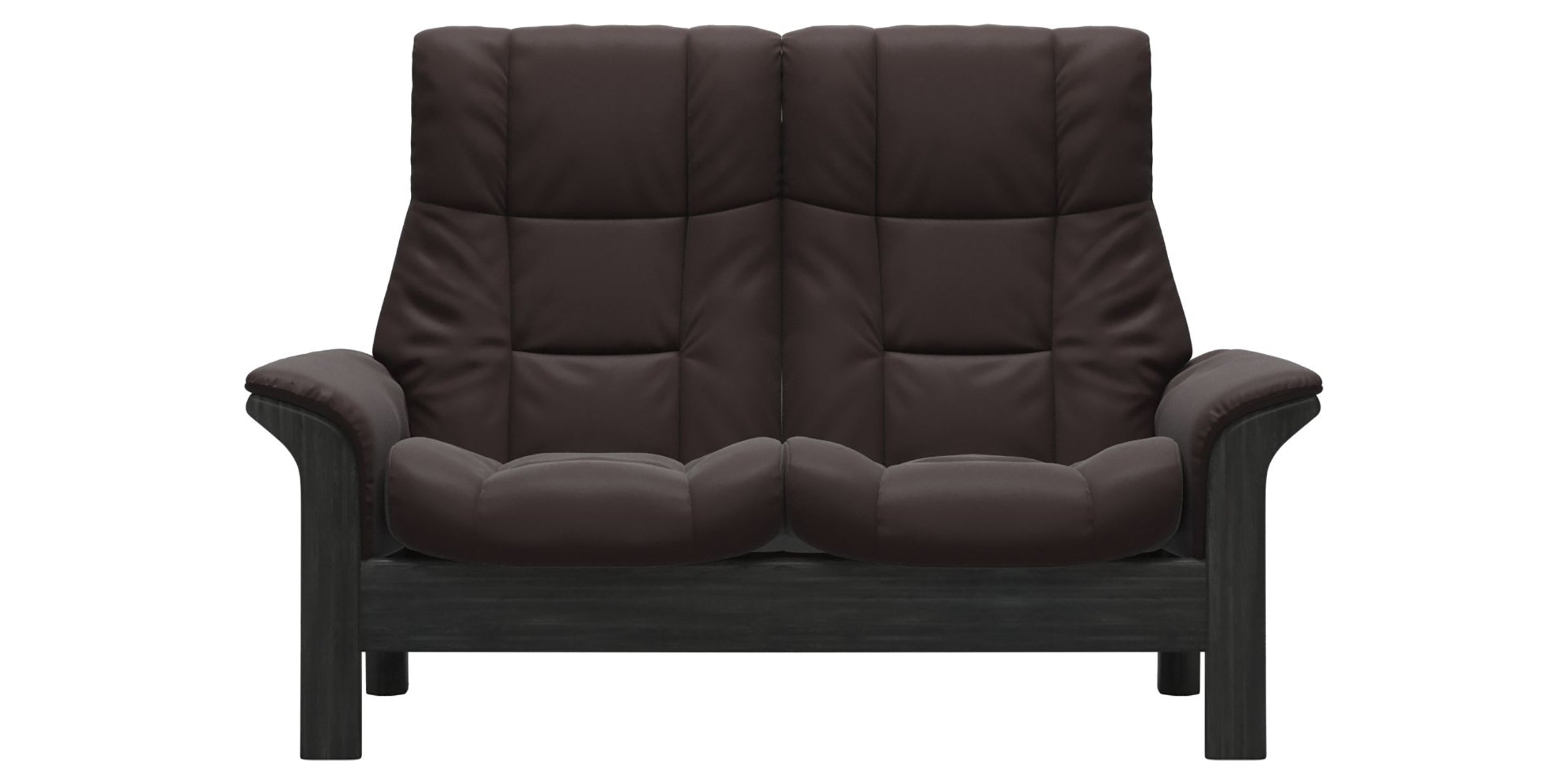Paloma Leather Chocolate and Grey Base | Stressless Windsor 2-Seater High Back Sofa | Valley Ridge Furniture