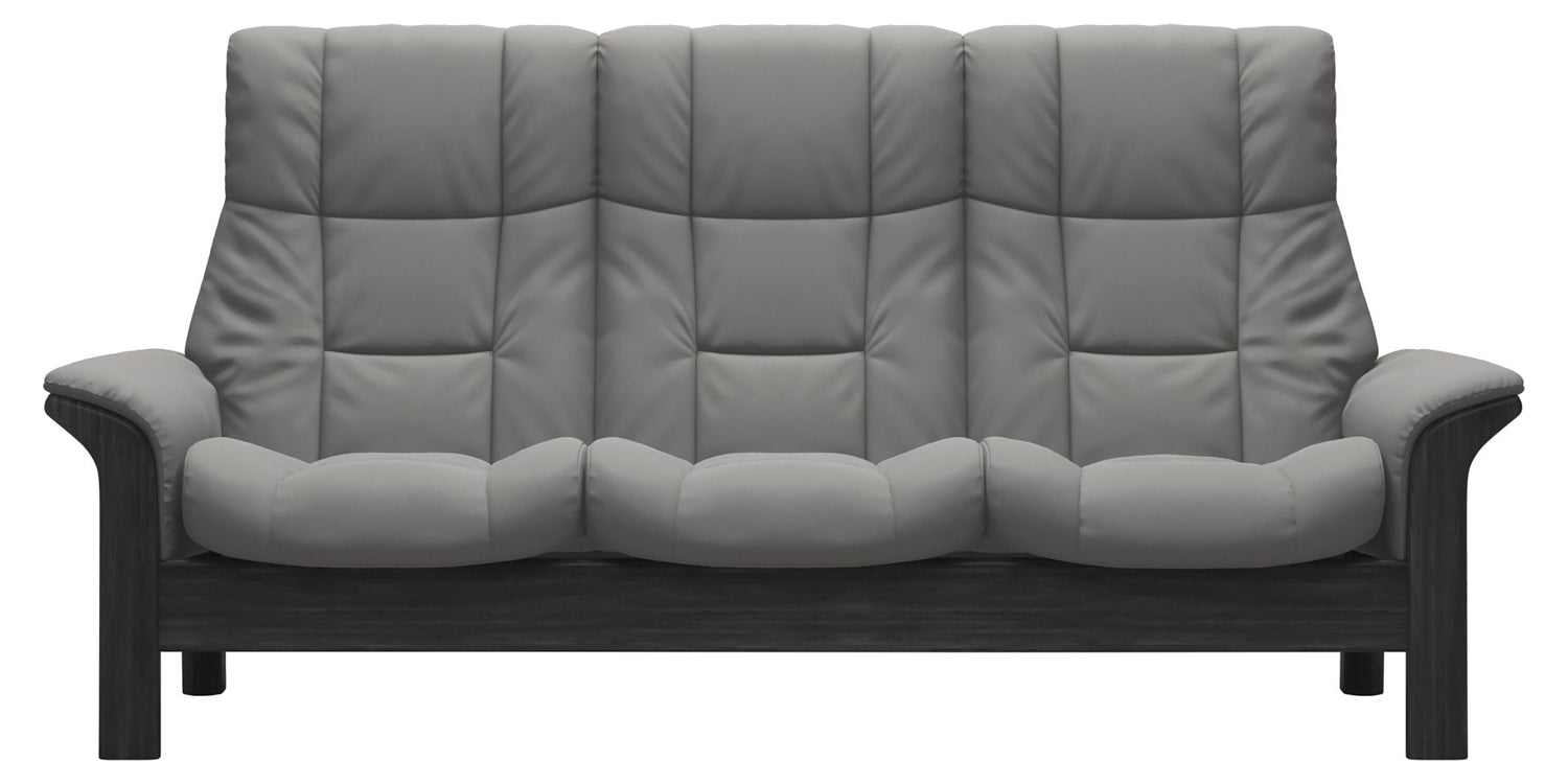Paloma Leather Silver Grey & Grey Base | Stressless Windsor 3-Seater High Back Sofa | Valley Ridge Furniture
