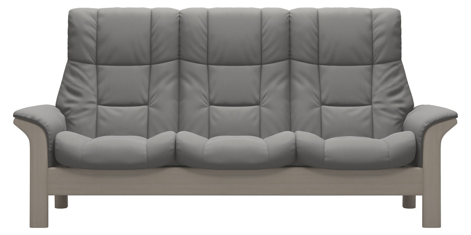 Paloma Leather Silver Grey & Whitewash Base | Stressless Windsor 3-Seater High Back Sofa | Valley Ridge Furniture