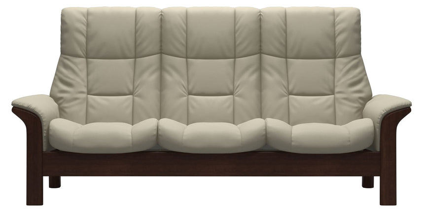 Paloma Leather Light Grey and Brown Base | Stressless Windsor 3-Seater High Back Sofa | Valley Ridge Furniture
