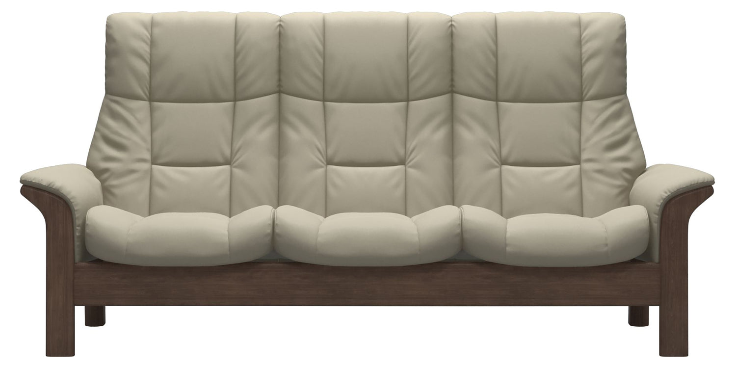 Paloma Leather Light Grey & Walnut Base | Stressless Windsor 3-Seater High Back Sofa | Valley Ridge Furniture