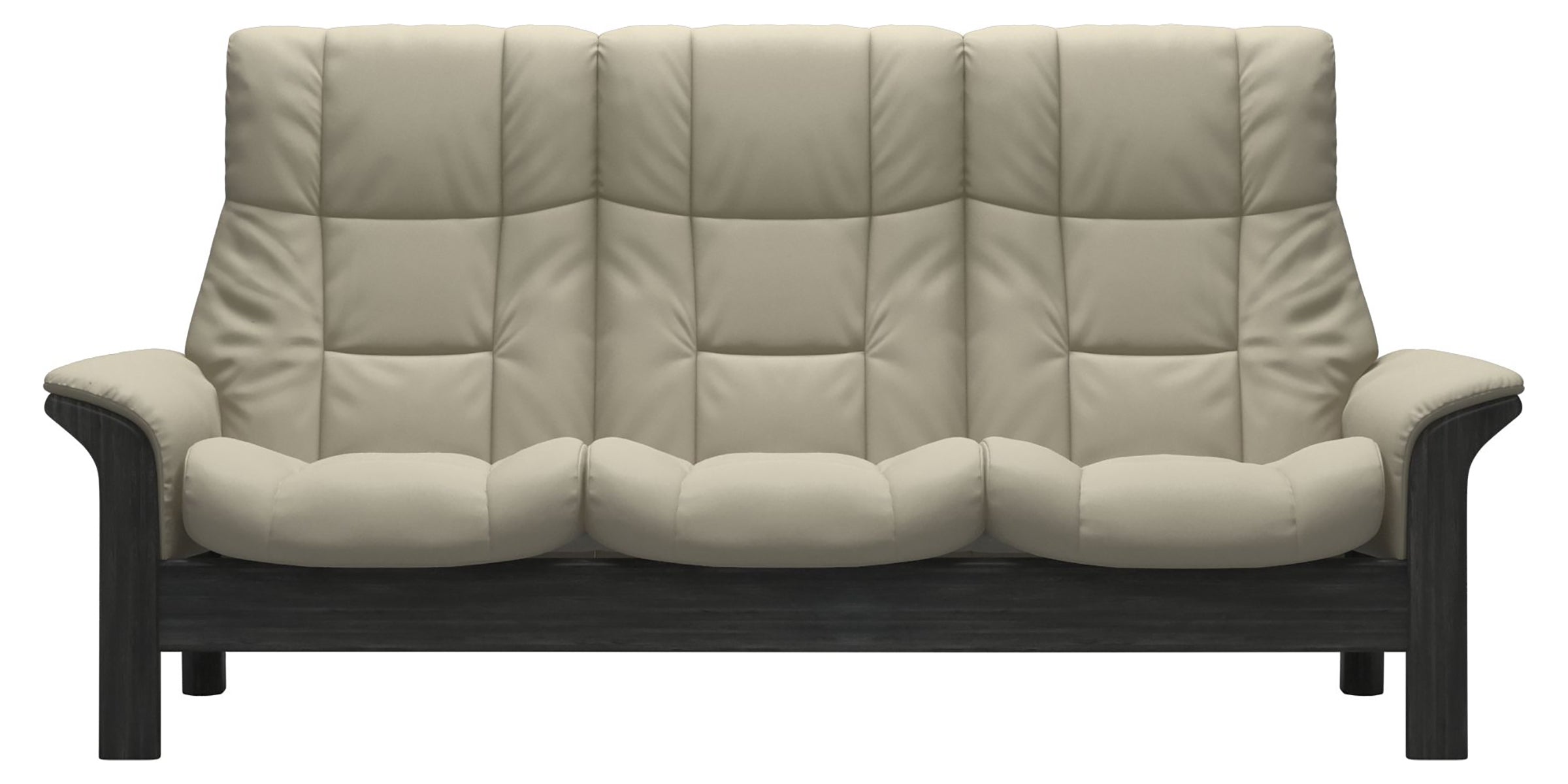 Paloma Leather Light Grey and Grey Base | Stressless Windsor 3-Seater High Back Sofa | Valley Ridge Furniture