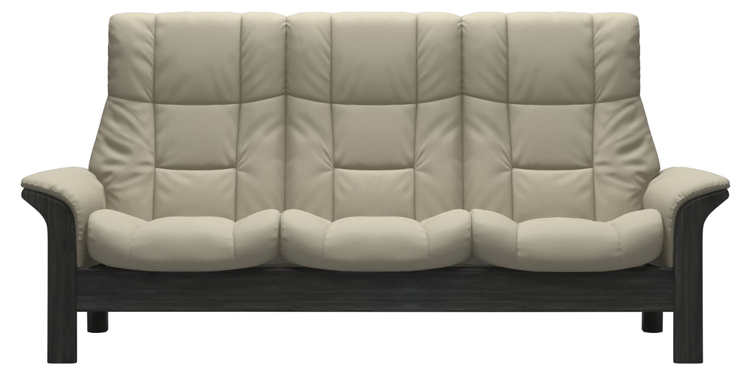 Paloma Leather Light Grey & Grey Base | Stressless Windsor 3-Seater High Back Sofa | Valley Ridge Furniture