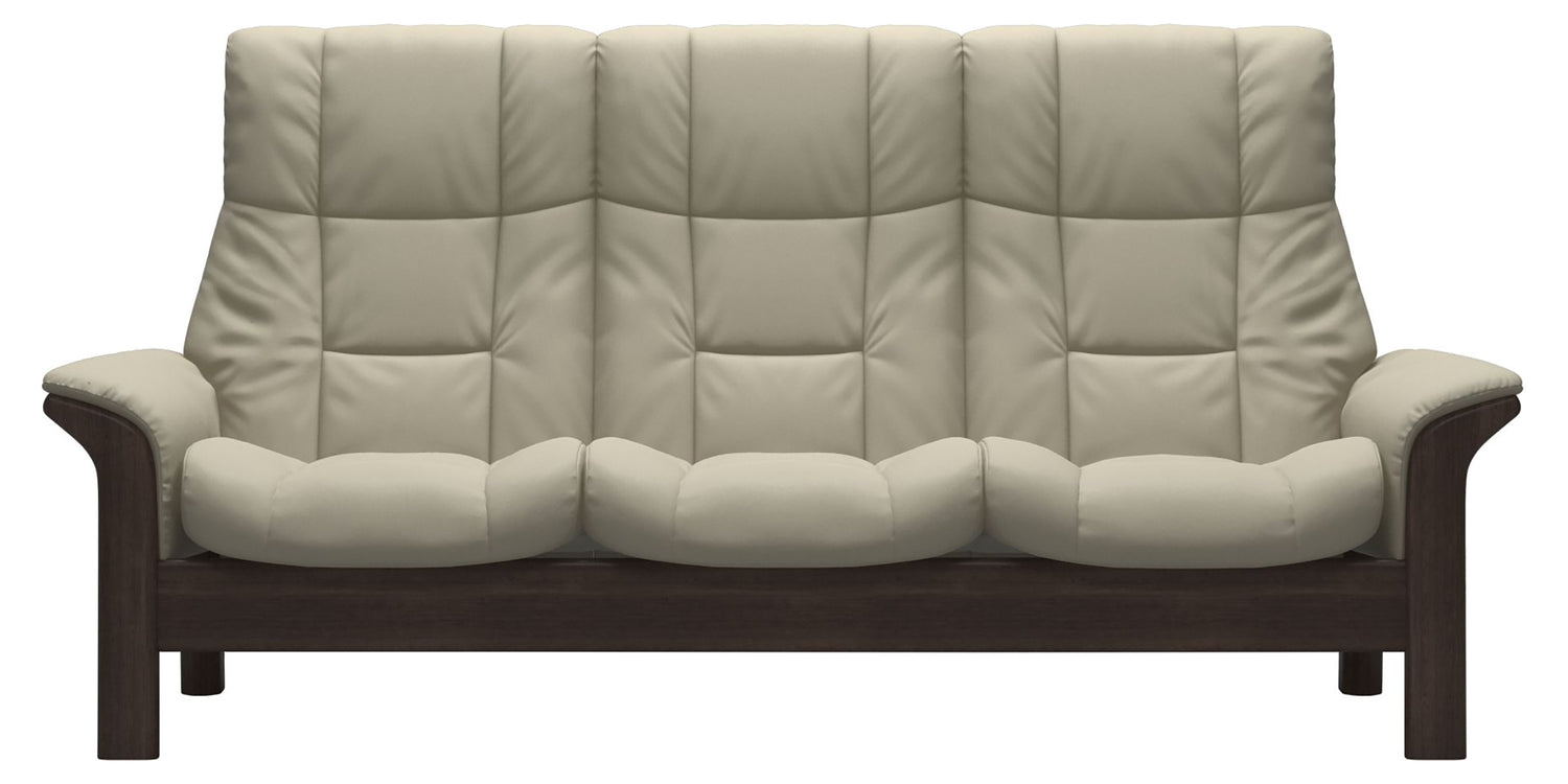 Paloma Leather Light Grey & Wenge Base | Stressless Windsor 3-Seater High Back Sofa | Valley Ridge Furniture