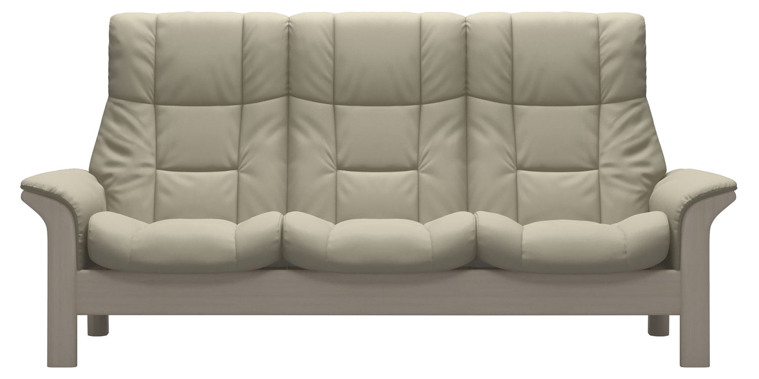 Paloma Leather Light Grey & Whitewash Base | Stressless Windsor 3-Seater High Back Sofa | Valley Ridge Furniture