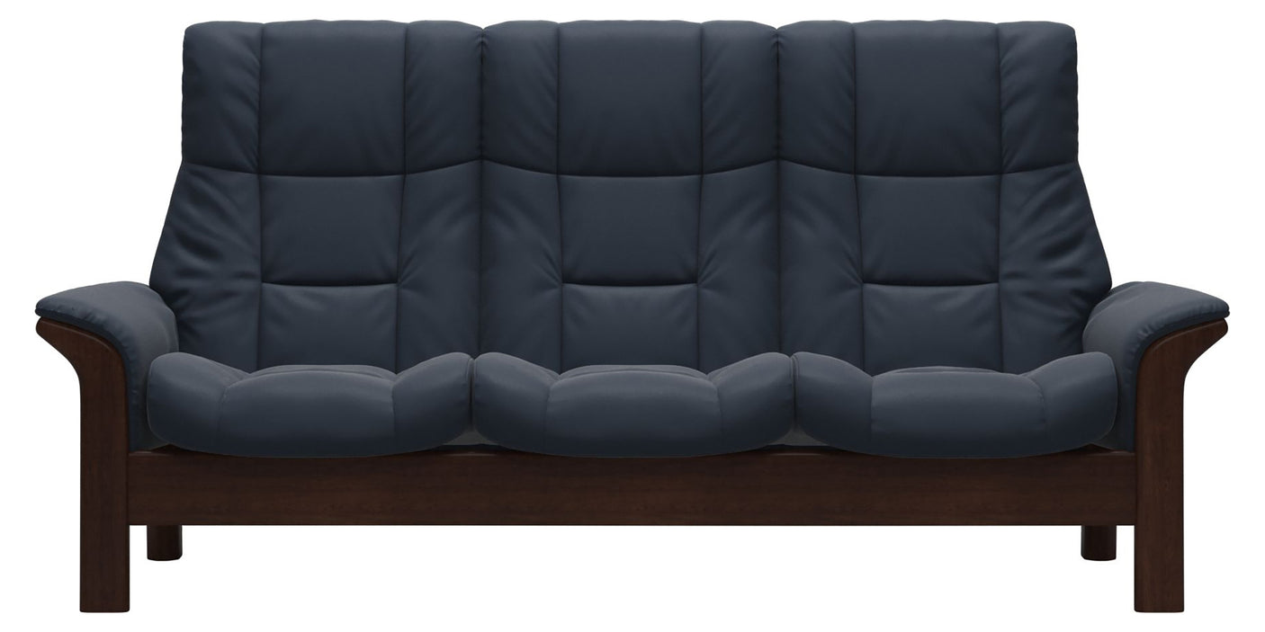 Paloma Leather Oxford Blue and Brown Base | Stressless Windsor 3-Seater High Back Sofa | Valley Ridge Furniture