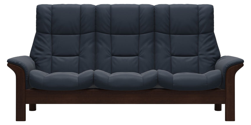 Paloma Leather Oxford Blue and Brown Base | Stressless Windsor 3-Seater High Back Sofa | Valley Ridge Furniture