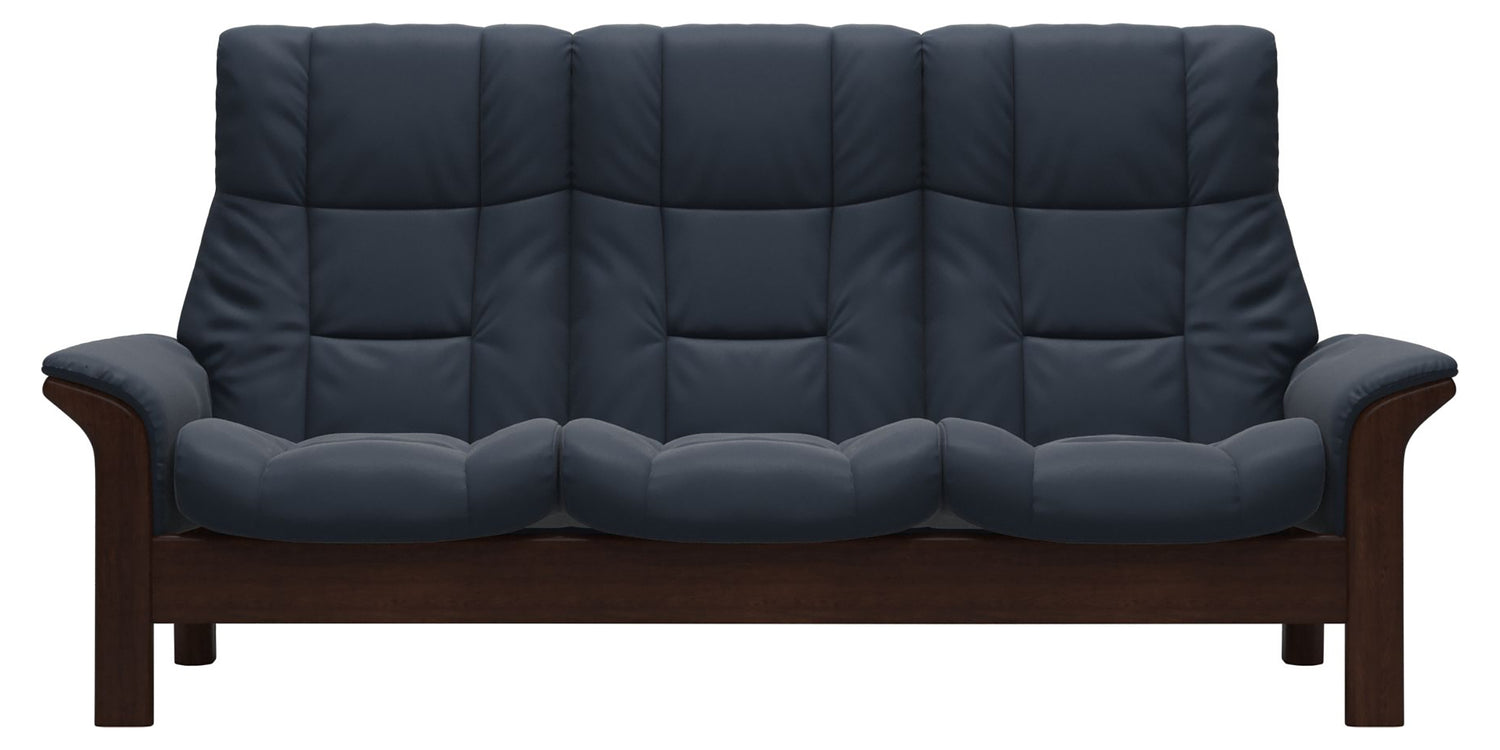 Paloma Leather Oxford Blue & Brown Base | Stressless Windsor 3-Seater High Back Sofa | Valley Ridge Furniture