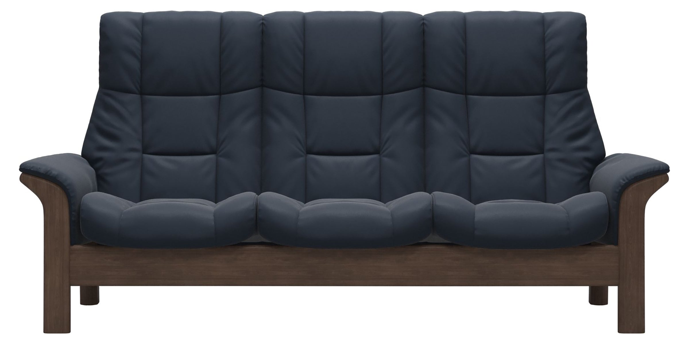 Paloma Leather Oxford Blue and Walnut Base | Stressless Windsor 3-Seater High Back Sofa | Valley Ridge Furniture