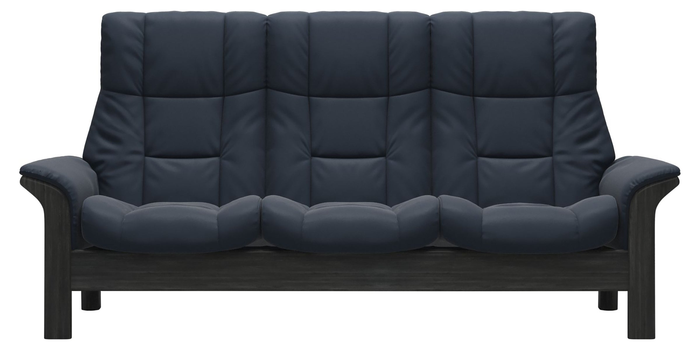 Paloma Leather Oxford Blue and Grey Base | Stressless Windsor 3-Seater High Back Sofa | Valley Ridge Furniture