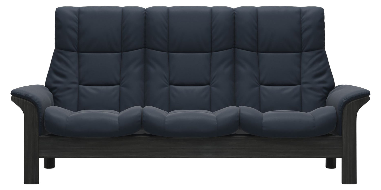 Paloma Leather Oxford Blue & Grey Base | Stressless Windsor 3-Seater High Back Sofa | Valley Ridge Furniture