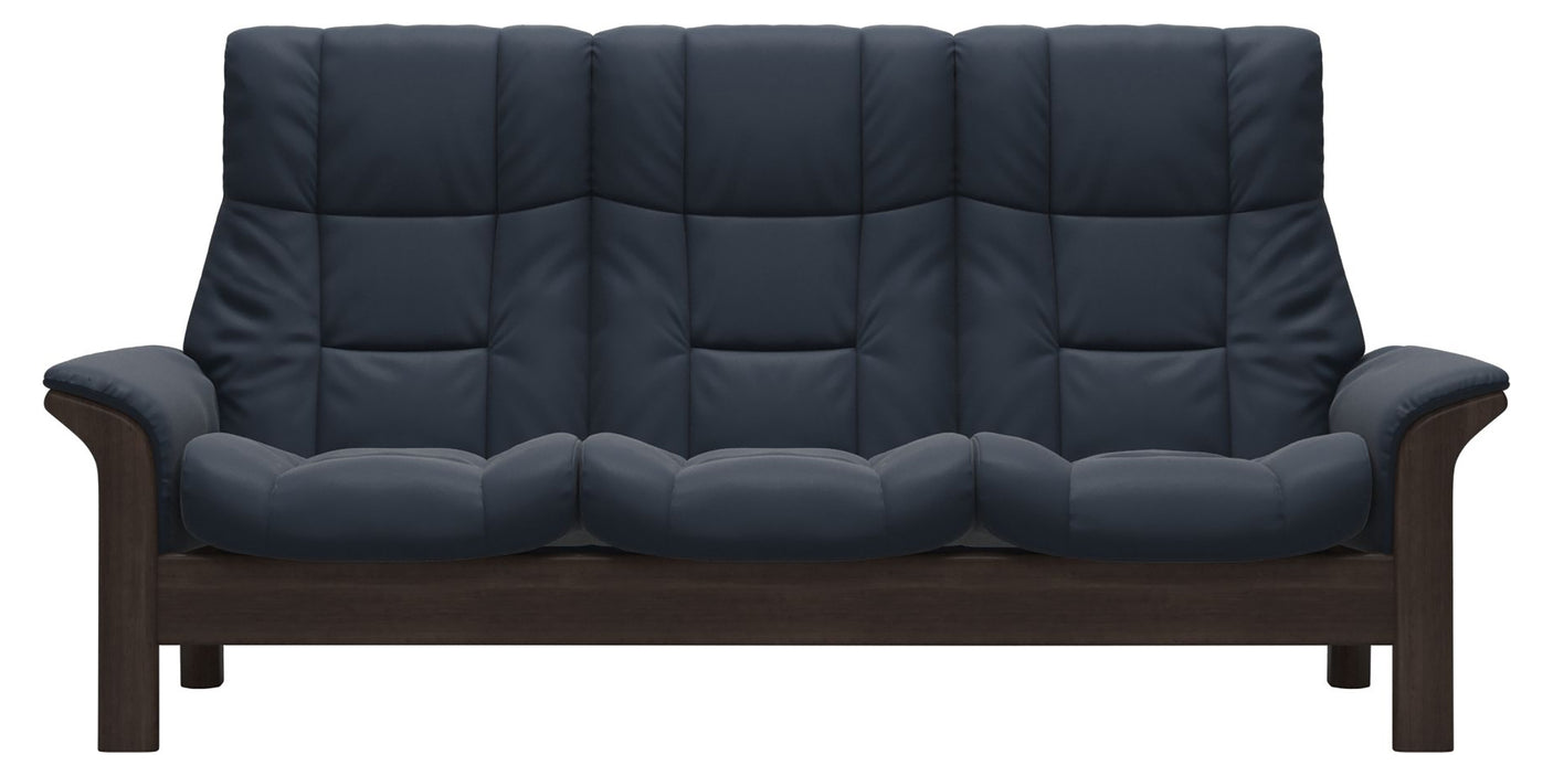 Paloma Leather Oxford Blue and Wenge Base | Stressless Windsor 3-Seater High Back Sofa | Valley Ridge Furniture