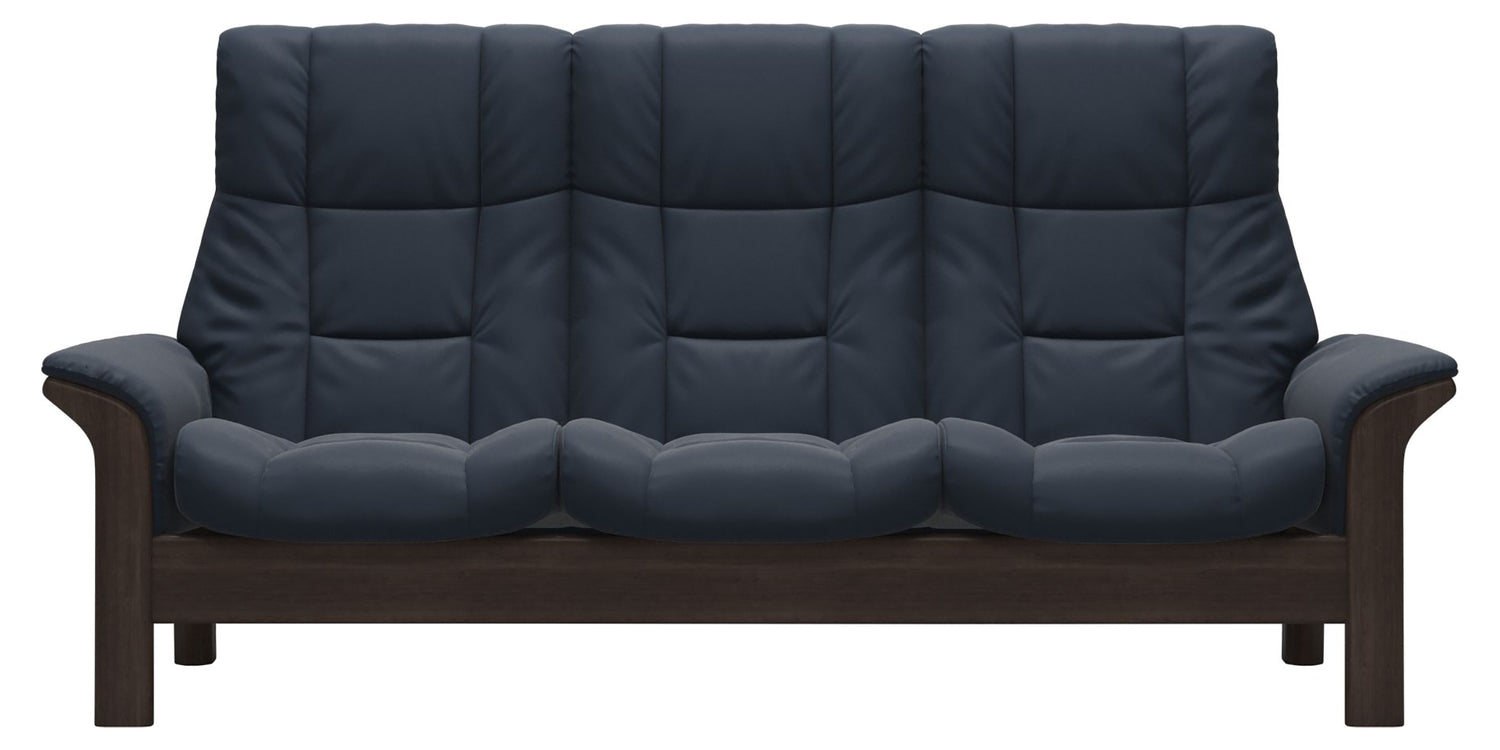 Paloma Leather Oxford Blue & Wenge Base | Stressless Windsor 3-Seater High Back Sofa | Valley Ridge Furniture