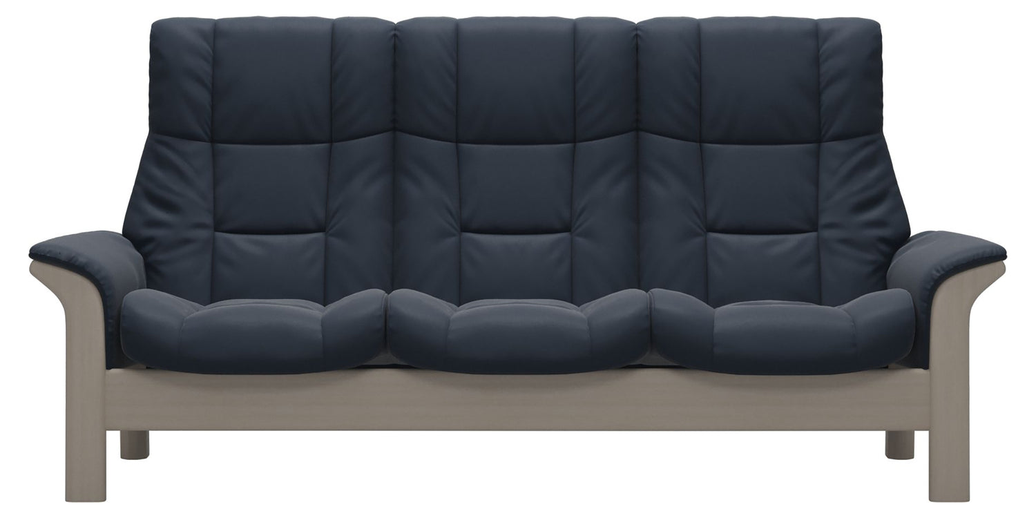 Paloma Leather Oxford Blue & Whitewash Base | Stressless Windsor 3-Seater High Back Sofa | Valley Ridge Furniture