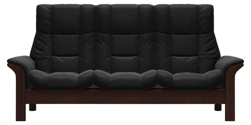 Paloma Leather Black and Brown Base | Stressless Windsor 3-Seater High Back Sofa | Valley Ridge Furniture
