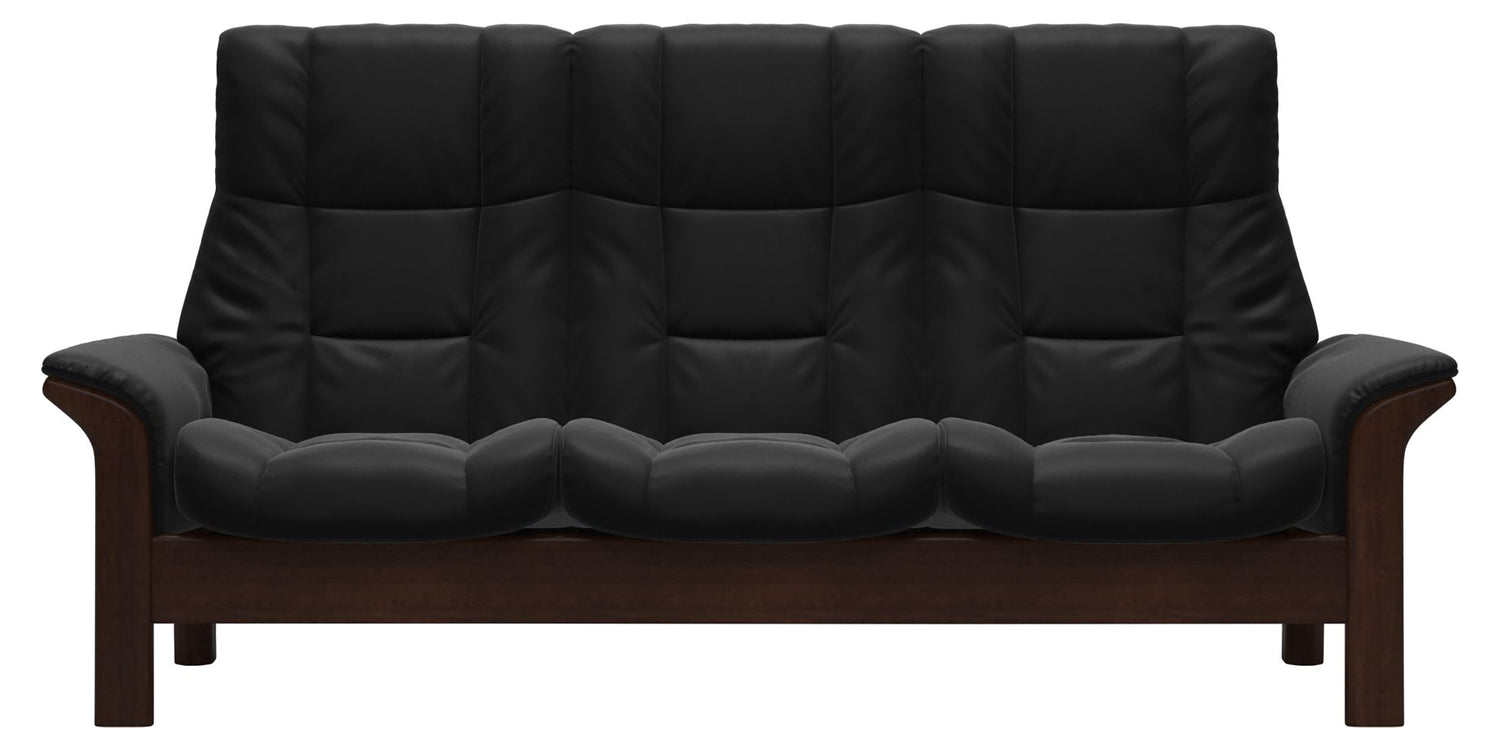 Paloma Leather Black & Brown Base | Stressless Windsor 3-Seater High Back Sofa | Valley Ridge Furniture