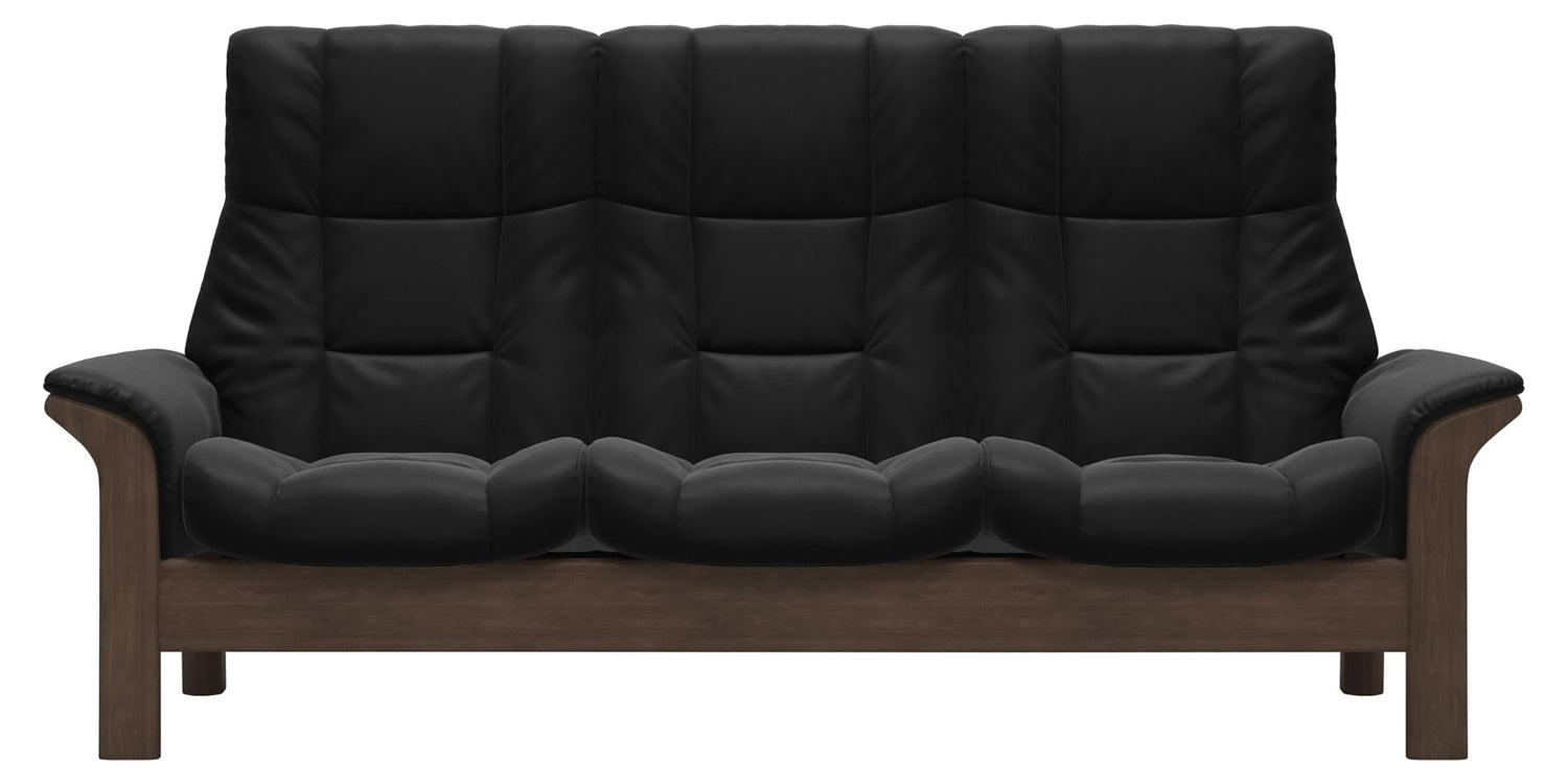 Paloma Leather Black & Walnut Base | Stressless Windsor 3-Seater High Back Sofa | Valley Ridge Furniture