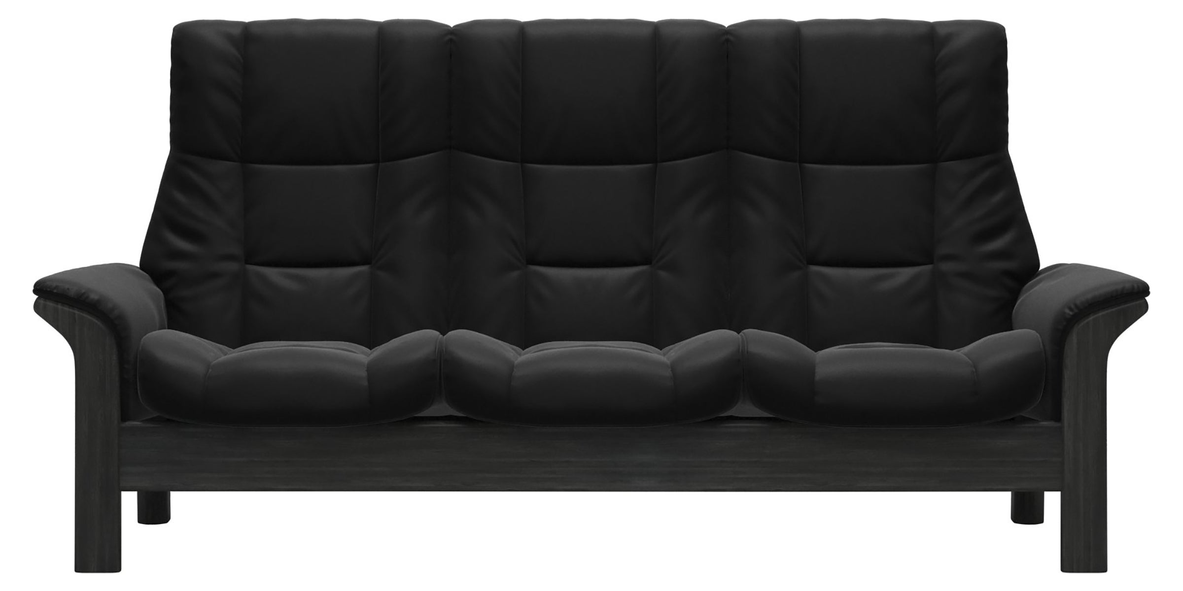 Paloma Leather Black and Grey Base | Stressless Windsor 3-Seater High Back Sofa | Valley Ridge Furniture