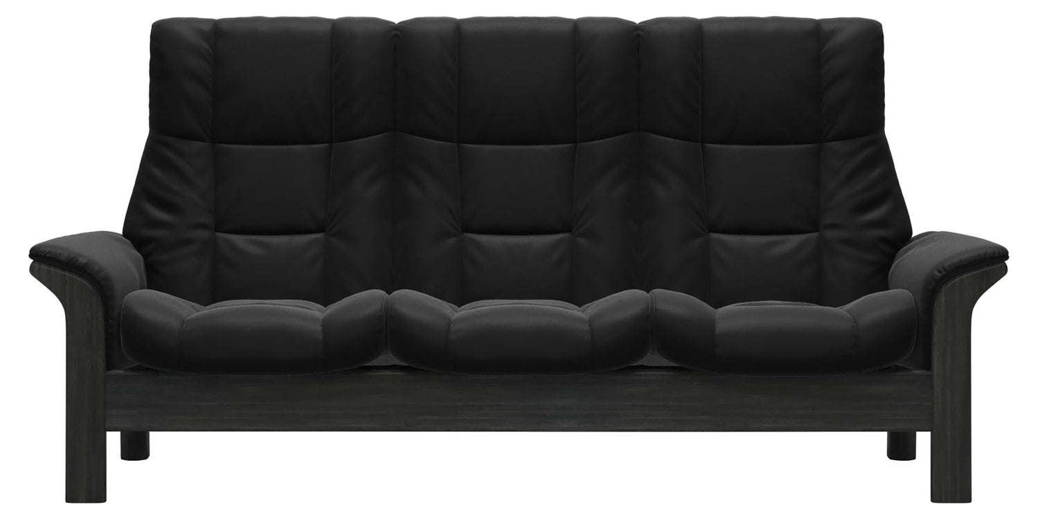 Paloma Leather Black & Grey Base | Stressless Windsor 3-Seater High Back Sofa | Valley Ridge Furniture
