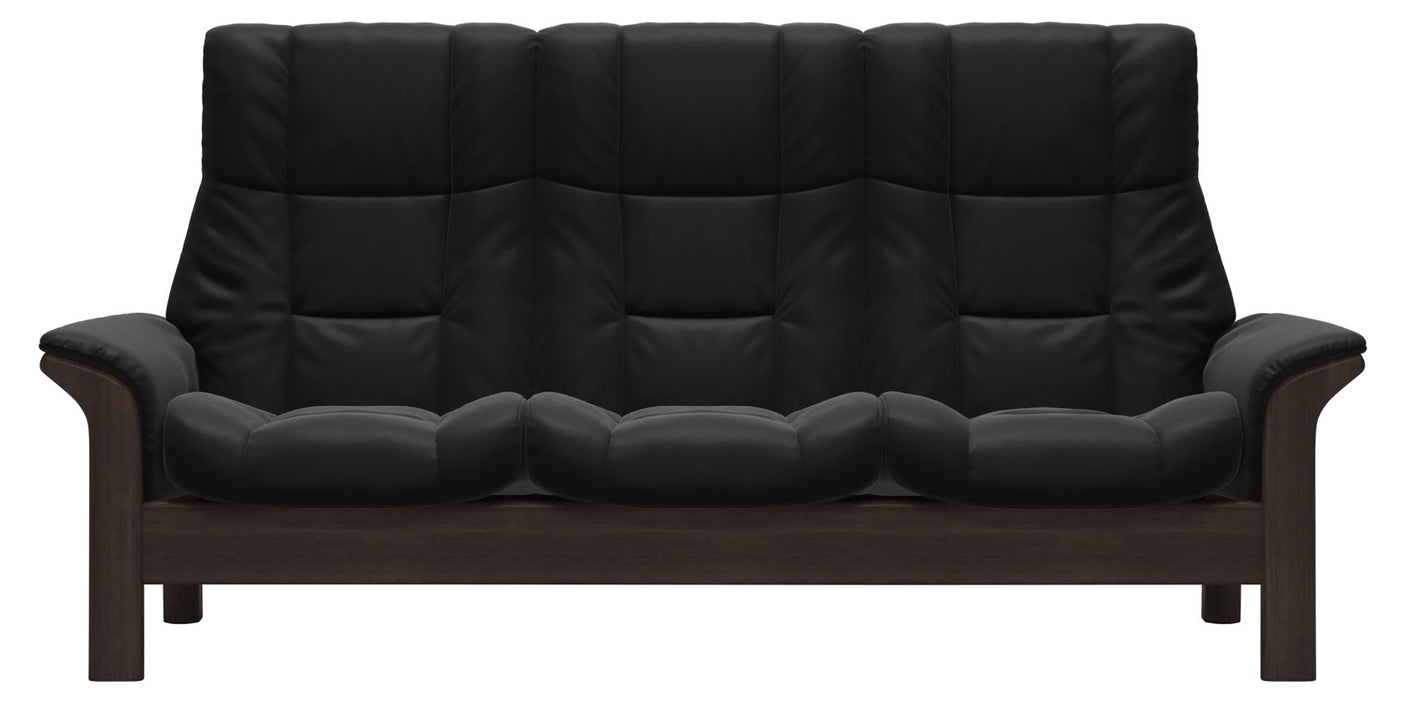 Paloma Leather Black and Wenge Base | Stressless Windsor 3-Seater High Back Sofa | Valley Ridge Furniture