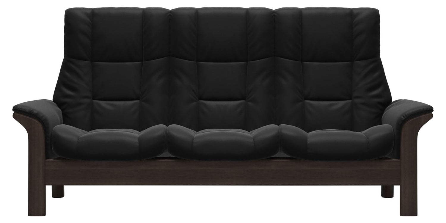 Paloma Leather Black & Wenge Base | Stressless Windsor 3-Seater High Back Sofa | Valley Ridge Furniture