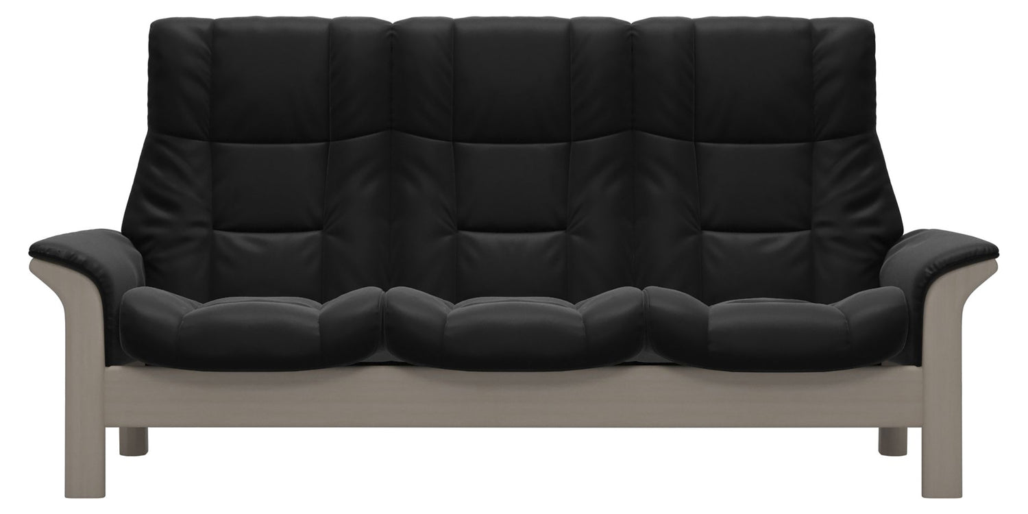 Paloma Leather Black & Whitewash Base | Stressless Windsor 3-Seater High Back Sofa | Valley Ridge Furniture