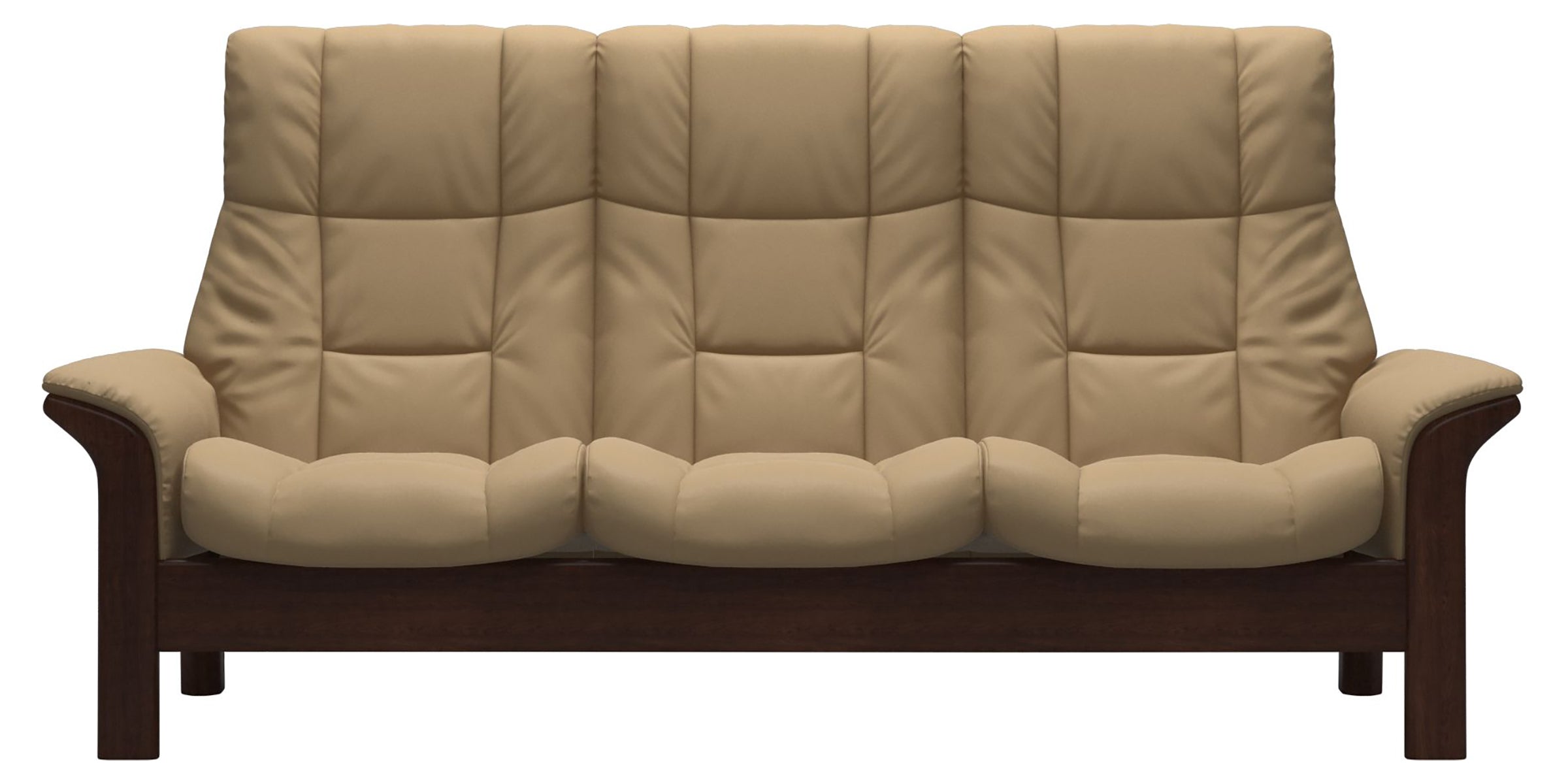 Paloma Leather Sand and Brown Base | Stressless Windsor 3-Seater High Back Sofa | Valley Ridge Furniture