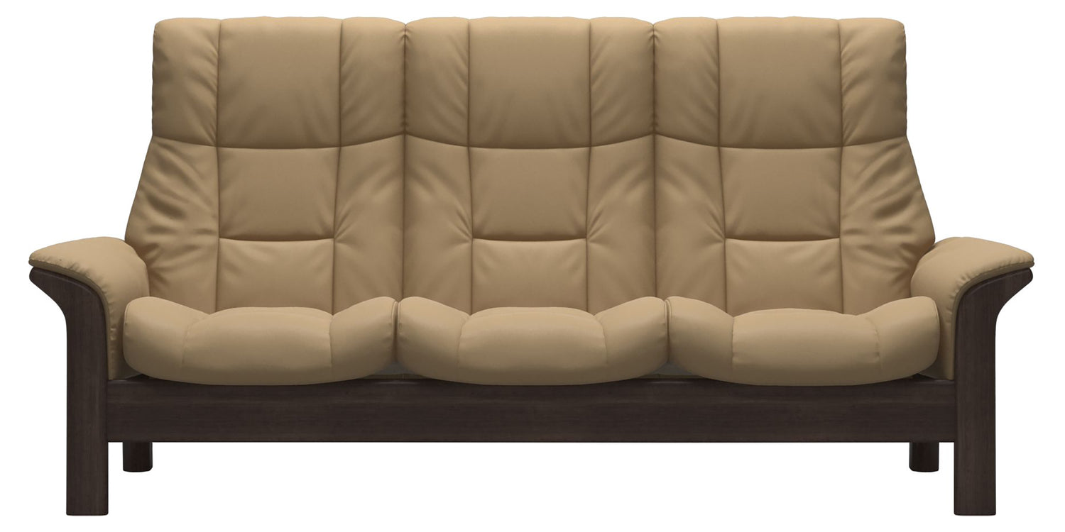 Paloma Leather Sand & Wenge Base | Stressless Windsor 3-Seater High Back Sofa | Valley Ridge Furniture