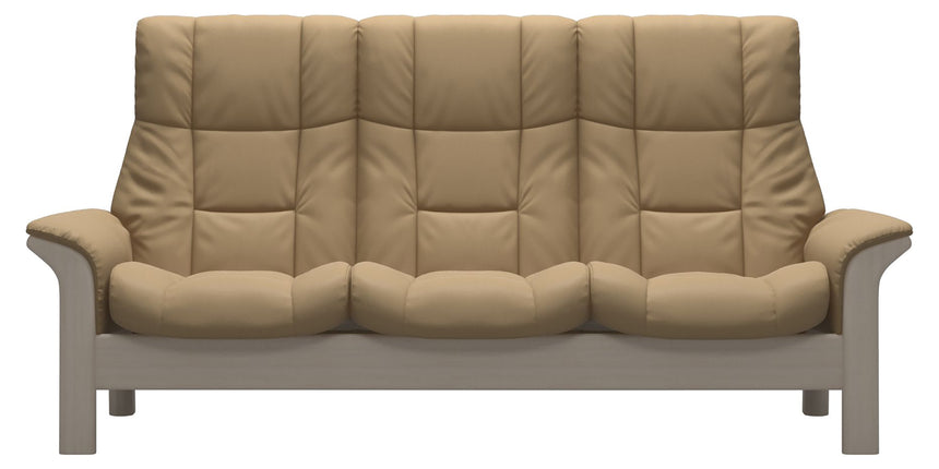 Paloma Leather Sand and Whitewash Base | Stressless Windsor 3-Seater High Back Sofa | Valley Ridge Furniture