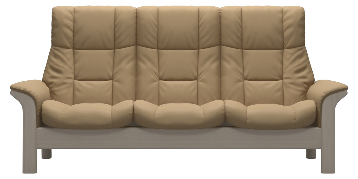 Paloma Leather Sand & Whitewash Base | Stressless Windsor 3-Seater High Back Sofa | Valley Ridge Furniture