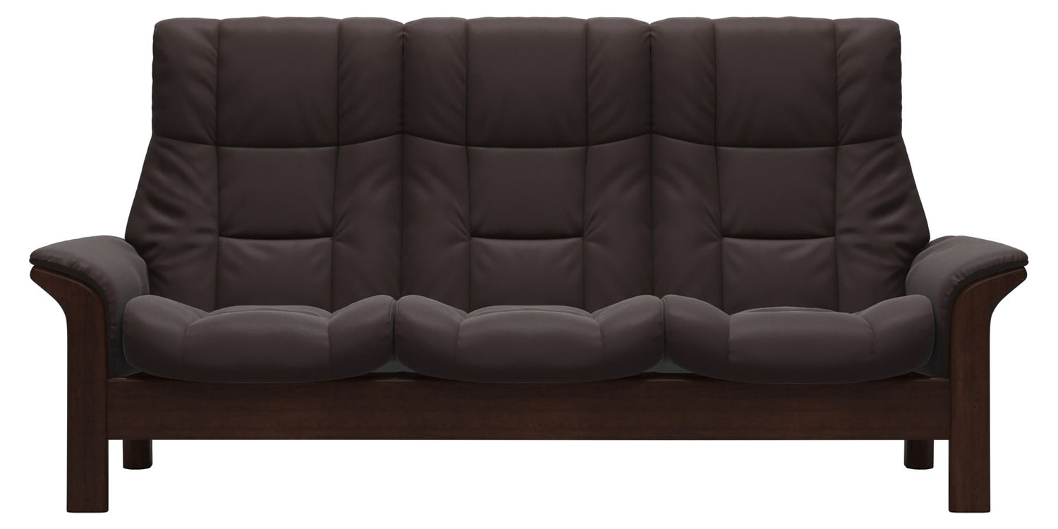 Paloma Leather Chocolate & Brown Base | Stressless Windsor 3-Seater High Back Sofa | Valley Ridge Furniture