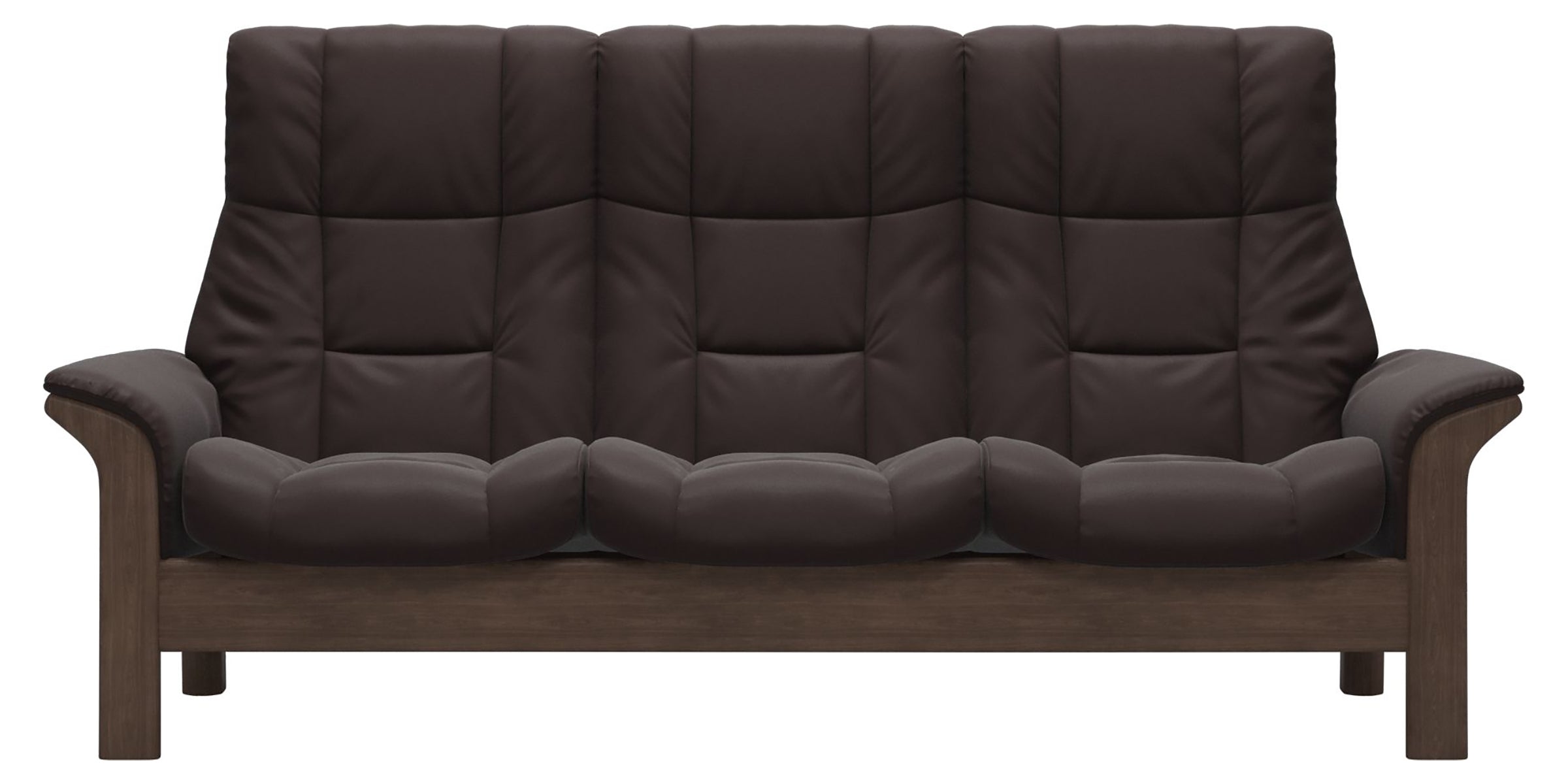 Paloma Leather Chocolate and Walnut Base | Stressless Windsor 3-Seater High Back Sofa | Valley Ridge Furniture