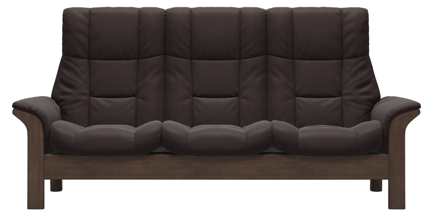 Paloma Leather Chocolate & Walnut Base | Stressless Windsor 3-Seater High Back Sofa | Valley Ridge Furniture