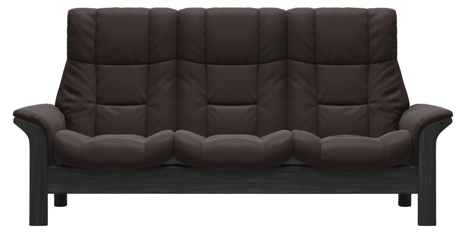 Paloma Leather Chocolate & Grey Base | Stressless Windsor 3-Seater High Back Sofa | Valley Ridge Furniture