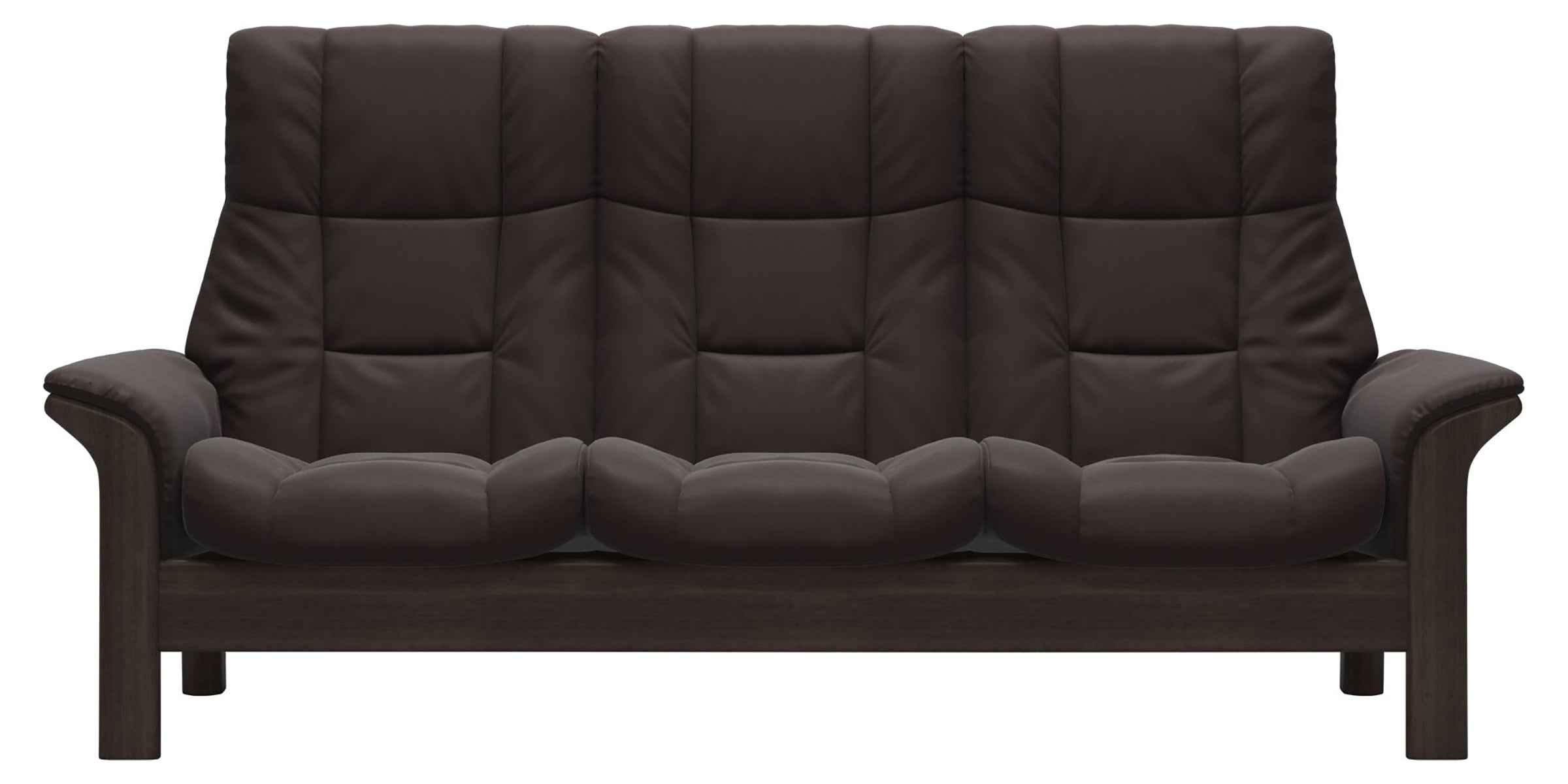 Paloma Leather Chocolate and Wenge Base | Stressless Windsor 3-Seater High Back Sofa | Valley Ridge Furniture