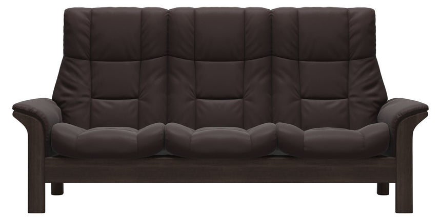 Paloma Leather Chocolate and Wenge Base | Stressless Windsor 3-Seater High Back Sofa | Valley Ridge Furniture