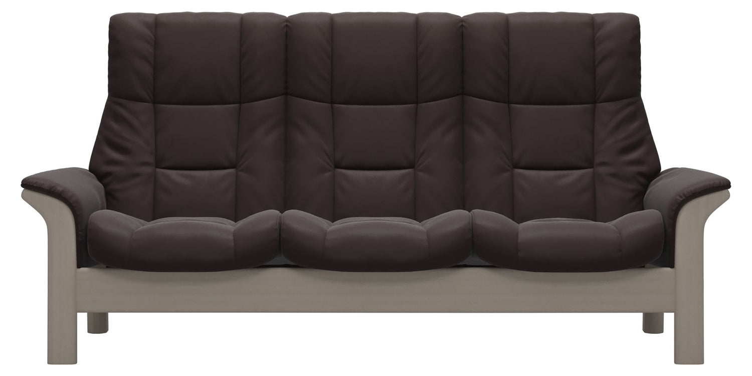 Paloma Leather Chocolate & Whitewash Base | Stressless Windsor 3-Seater High Back Sofa | Valley Ridge Furniture