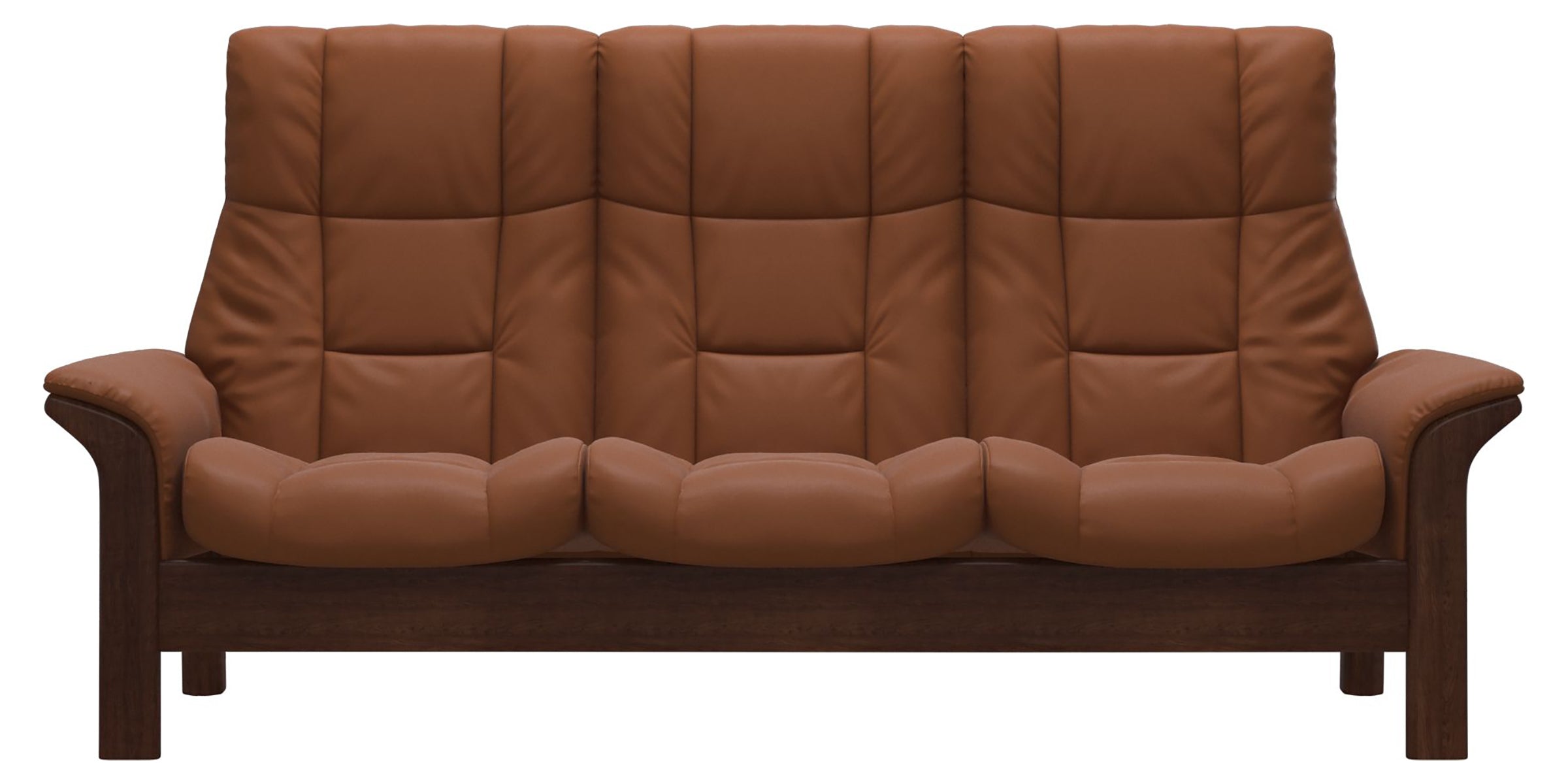 Paloma Leather New Cognac and Brown Base | Stressless Windsor 3-Seater High Back Sofa | Valley Ridge Furniture