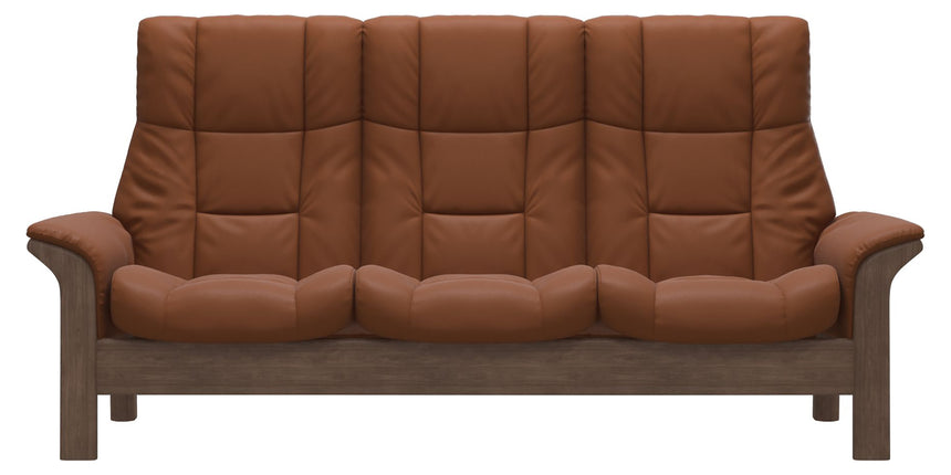 Paloma Leather New Cognac and Walnut Base | Stressless Windsor 3-Seater High Back Sofa | Valley Ridge Furniture