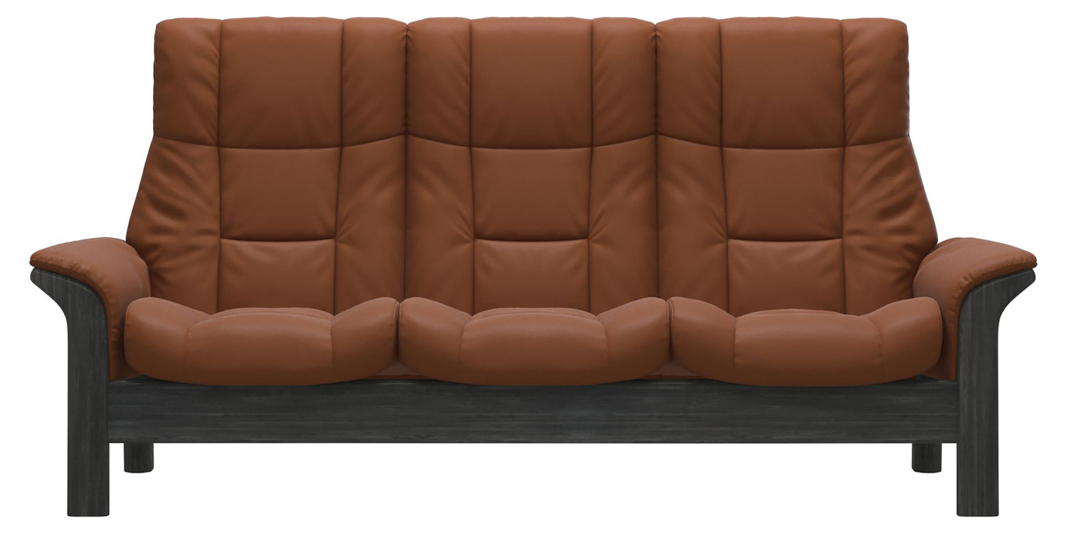 Paloma Leather New Cognac & Grey Base | Stressless Windsor 3-Seater High Back Sofa | Valley Ridge Furniture