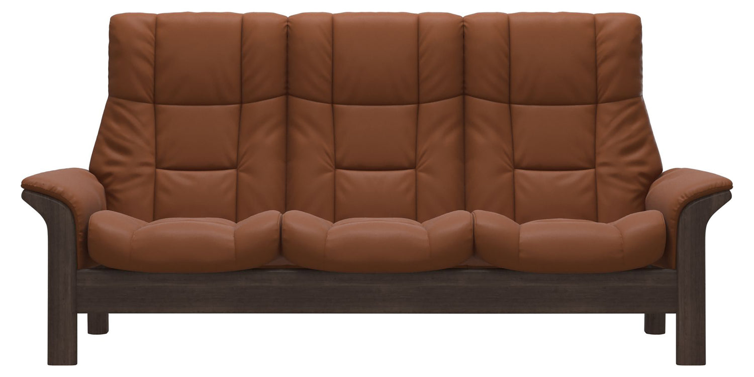 Paloma Leather New Cognac & Wenge Base | Stressless Windsor 3-Seater High Back Sofa | Valley Ridge Furniture