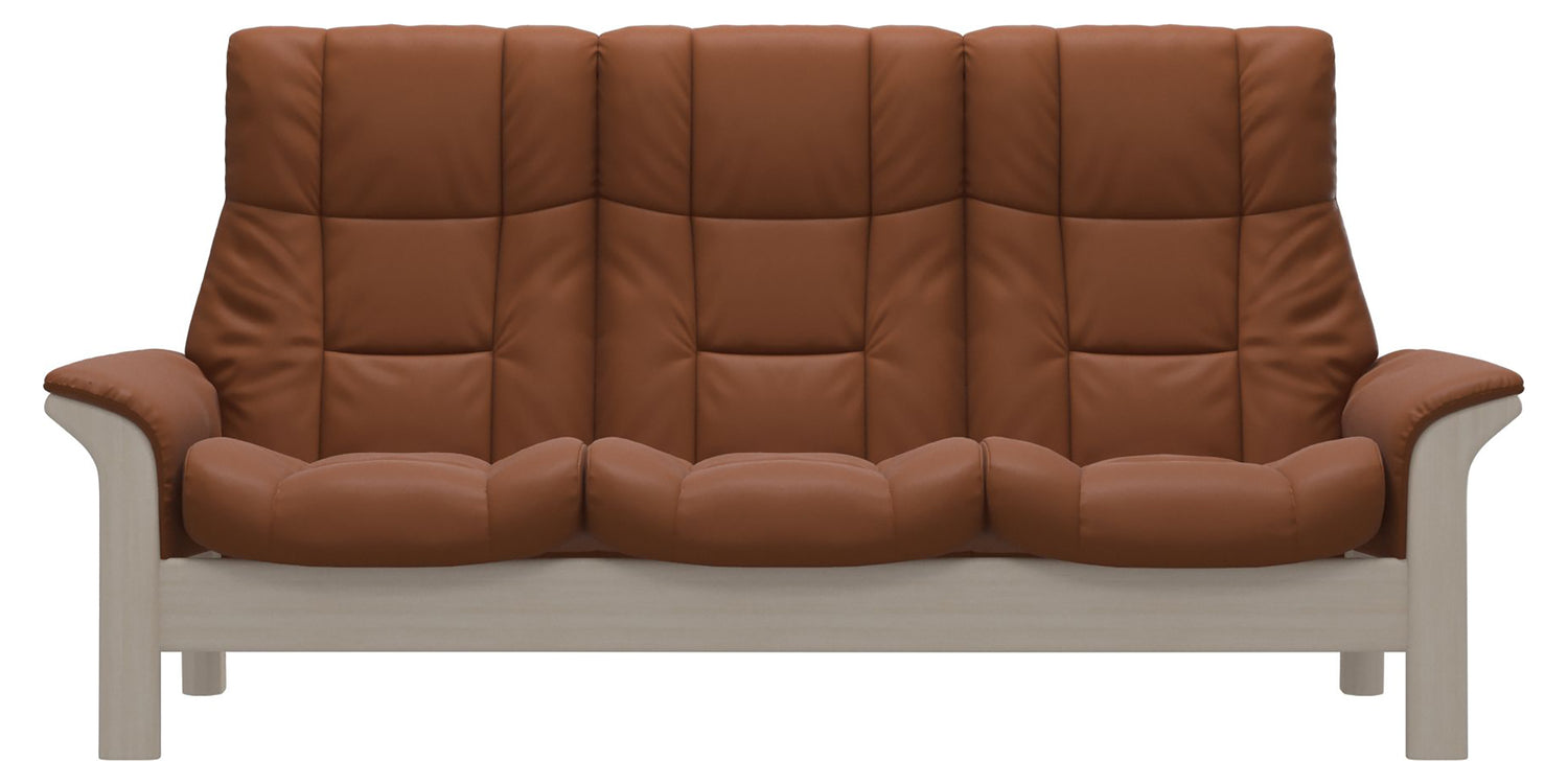 Paloma Leather New Cognac & Whitewash Base | Stressless Windsor 3-Seater High Back Sofa | Valley Ridge Furniture