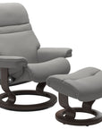 Paloma Leather Silver Grey S/M/L and Wenge Base | Stressless Sunrise Classic Recliner | Valley Ridge Furniture