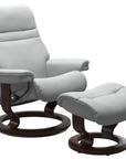 Paloma Leather Misty Grey S/M/L and Brown Base | Stressless Sunrise Classic Recliner | Valley Ridge Furniture