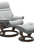 Paloma Leather Misty Grey S/M/L and Walnut Base | Stressless Sunrise Classic Recliner | Valley Ridge Furniture